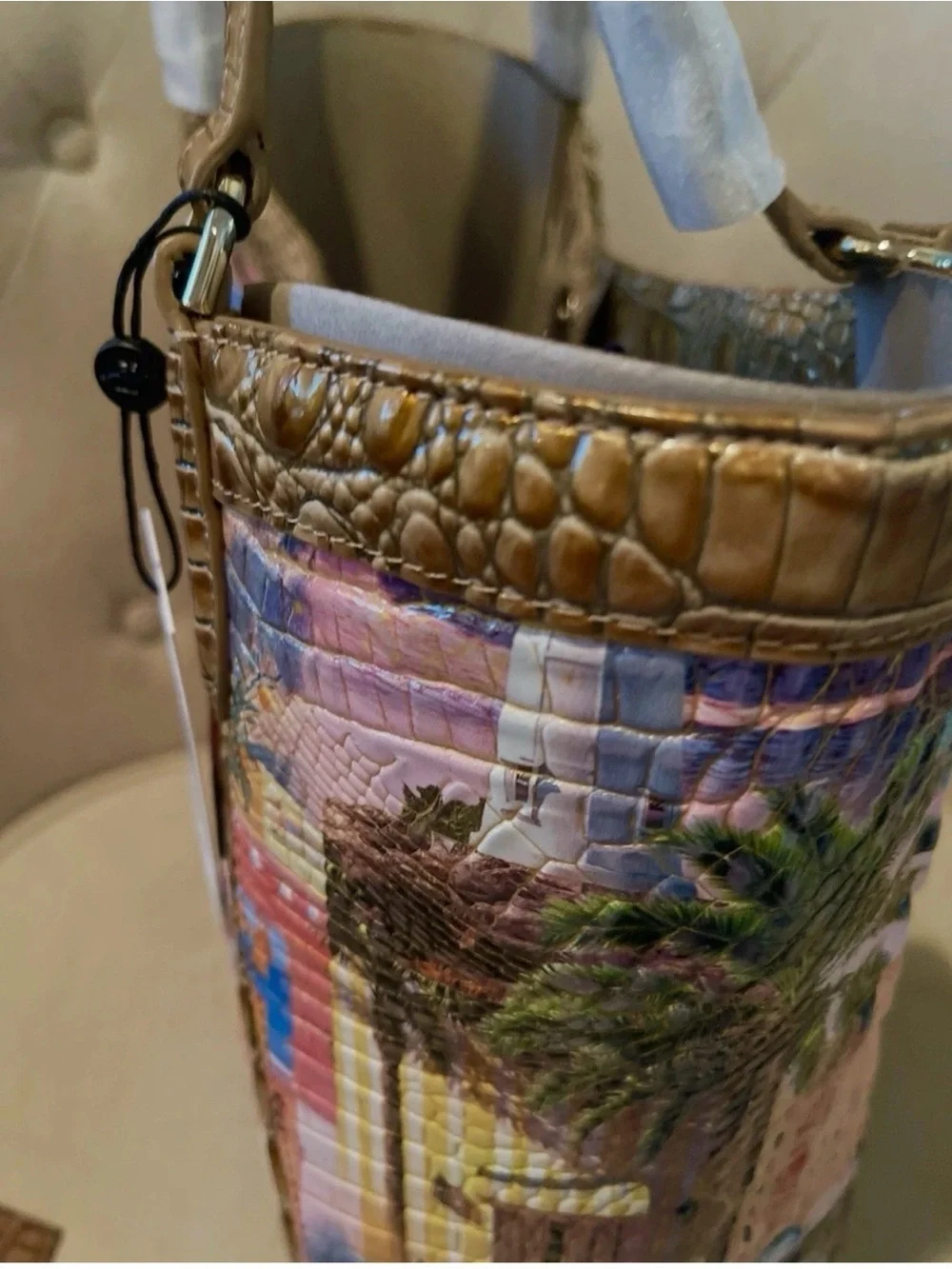 Brahmin Aliza Colorful Tote In Myrtos Multi Beach  Travel Matching CC Wallet NWT
